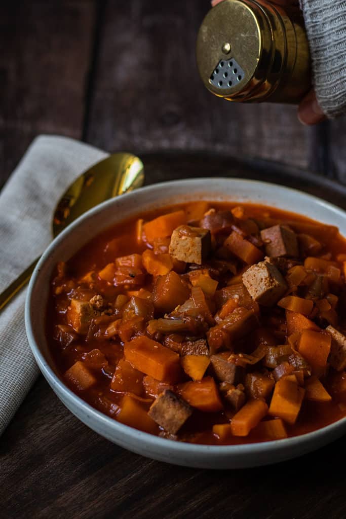 veganer S&uuml;&szlig;kartoffel One-Pot