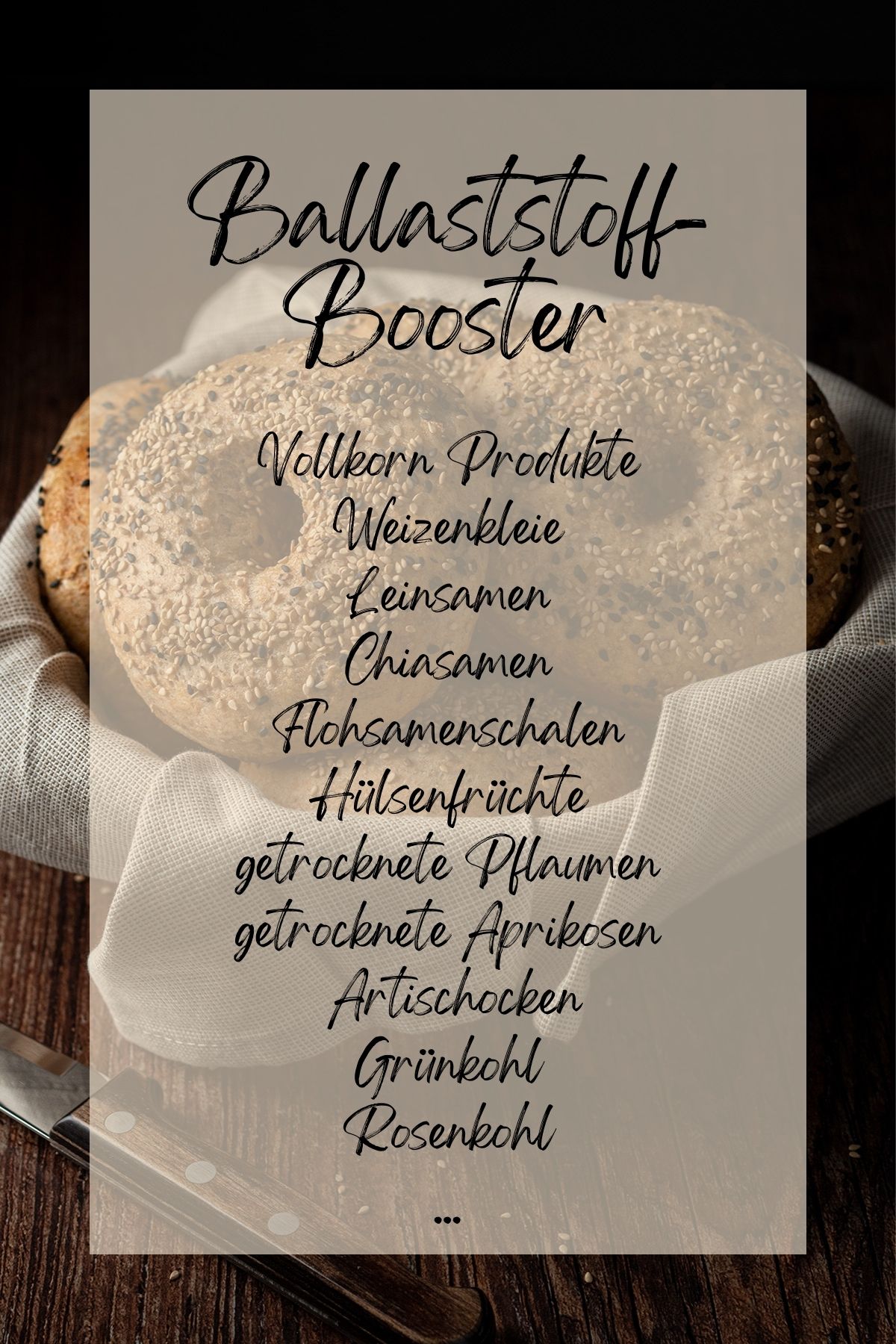 Vollkorn Bagels, dar&uuml;ber Text mit Ballaststoff-Booster