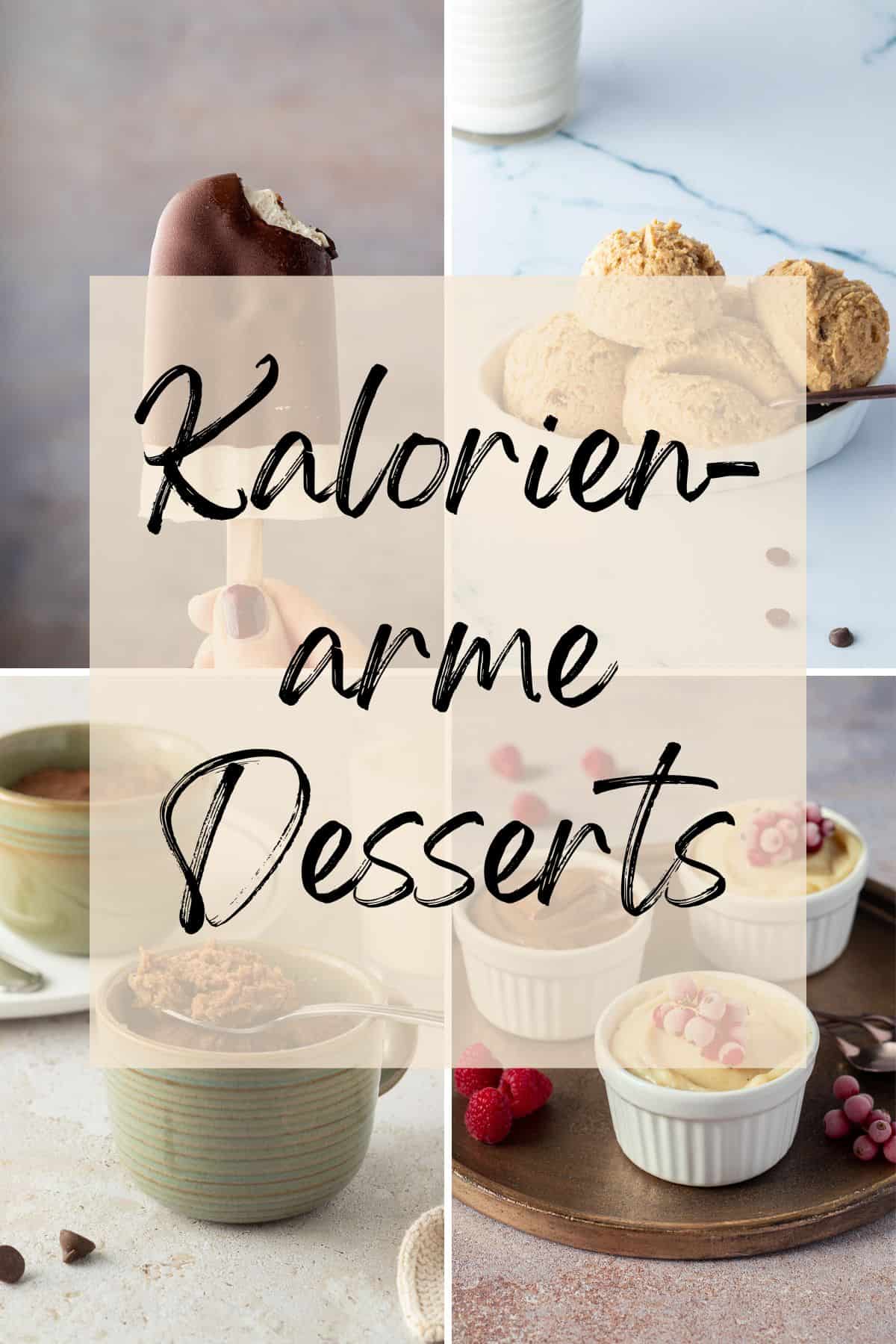 Collage aus vier Bildern von unterschiedlichen Desserts. 