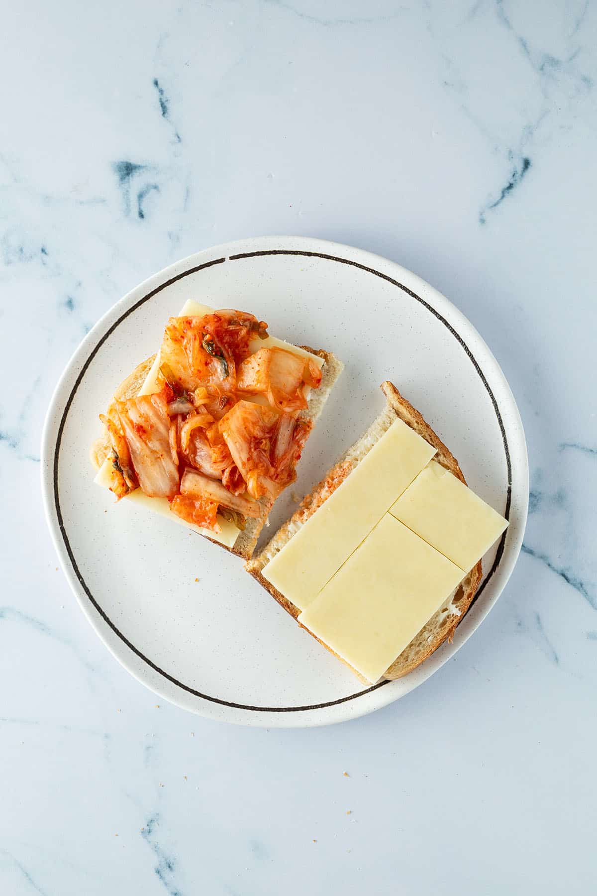 Belegtes Kimchi Sandwich.