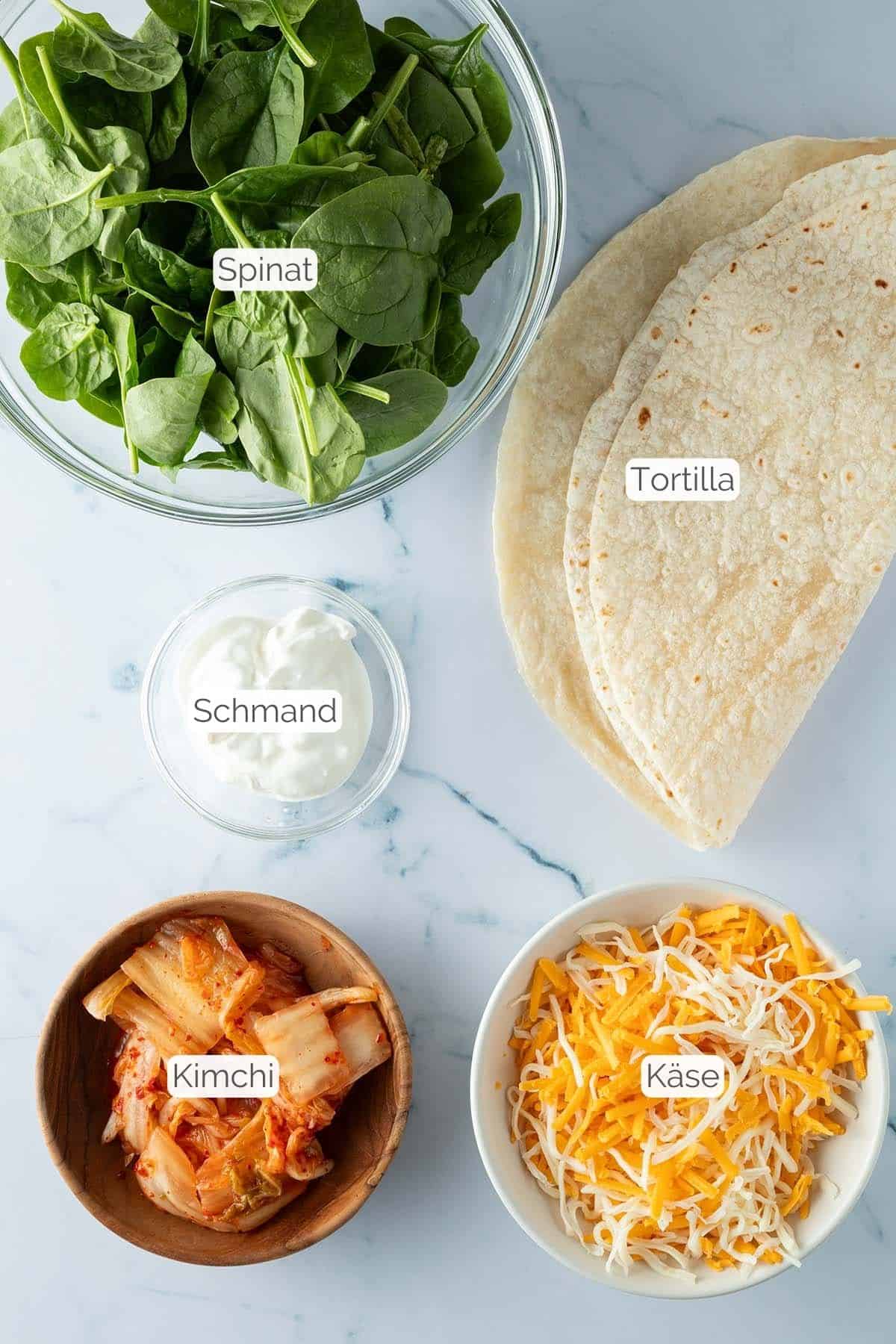 Zutaten mit Textbeschriftung, die f&uuml;r das Rezept ben&ouml;tigt werden.